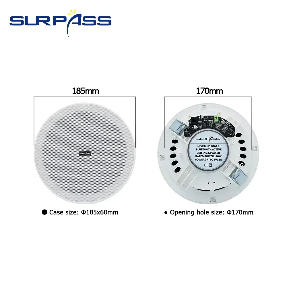 6 Inch 3D Stereo10W Bluetooth ceiling speaker with enceinte Built-in Embedded Amplifier Indoor speakers for Home Theater de casa