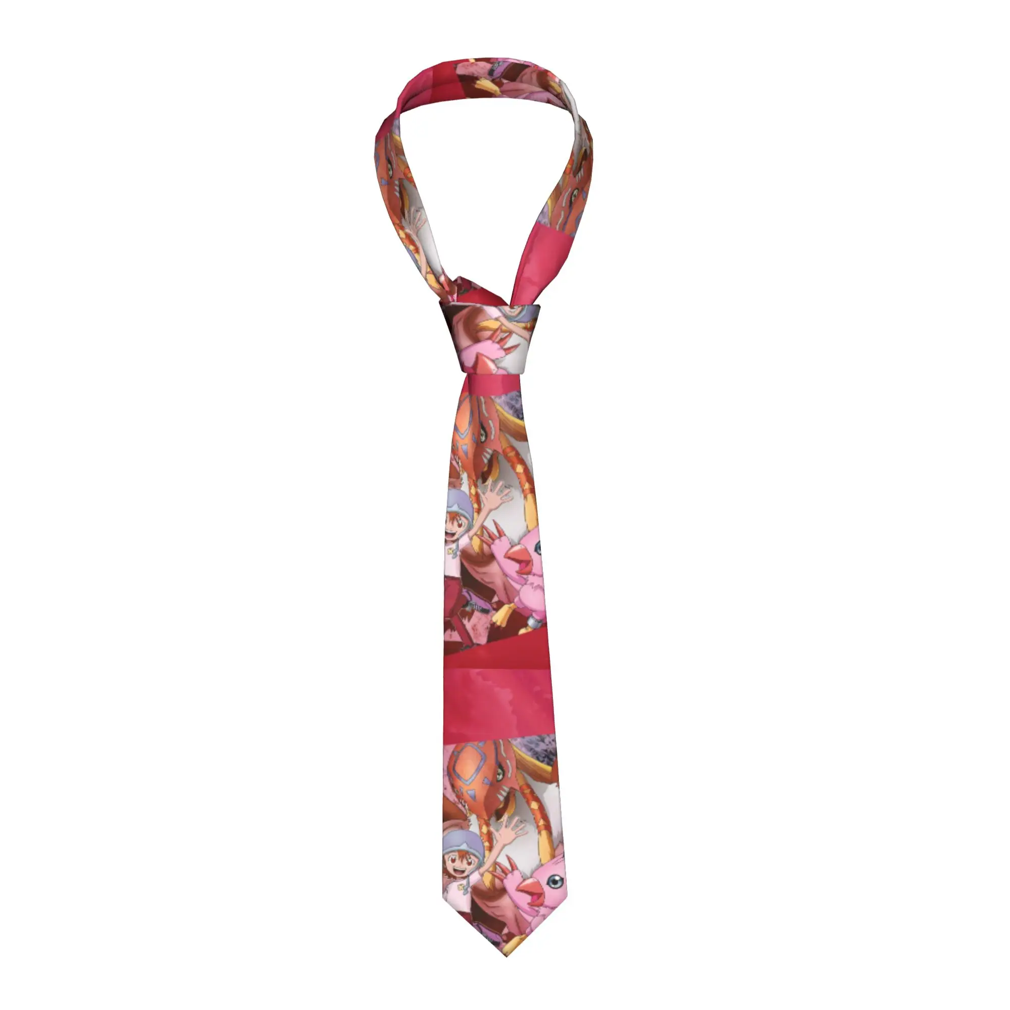 

Custom Digimones Adventure Anime Neck Ties Men Printed Necktie Four Seasons Fashion Tie Necktie For Father's Day
