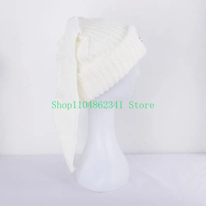 652F Rabbit Knit Hat Long Ear Hat Skullies Beanie Rabbit Ears Hat Bunny Hat