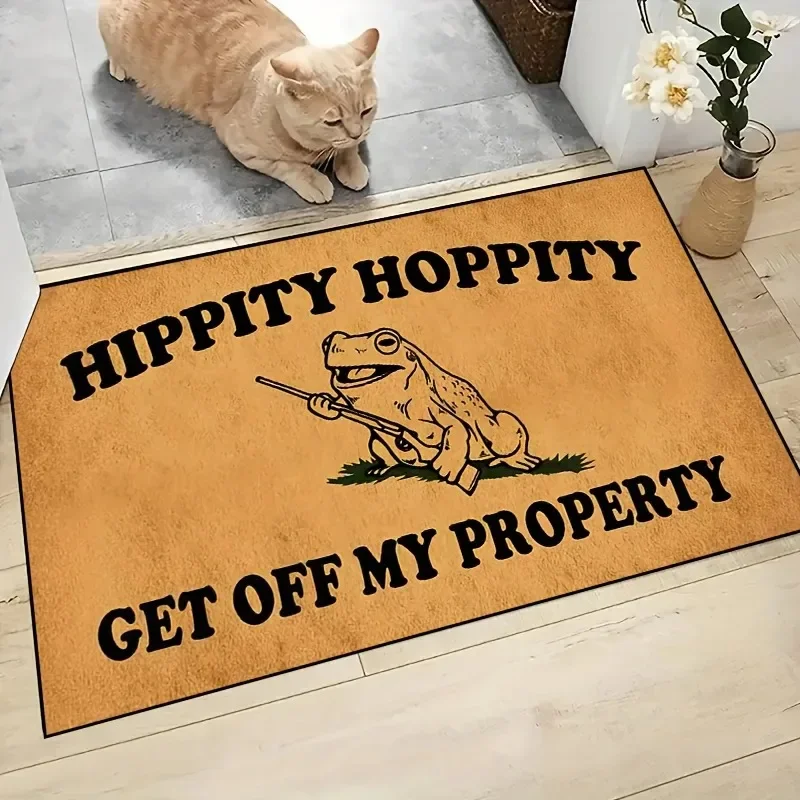 

Hippity Hoppity Get Off My Property Retro Welcome Decorative Doormat,Funny Frog Warning Sign Floor Mats, Farmhouse Decor ForHome