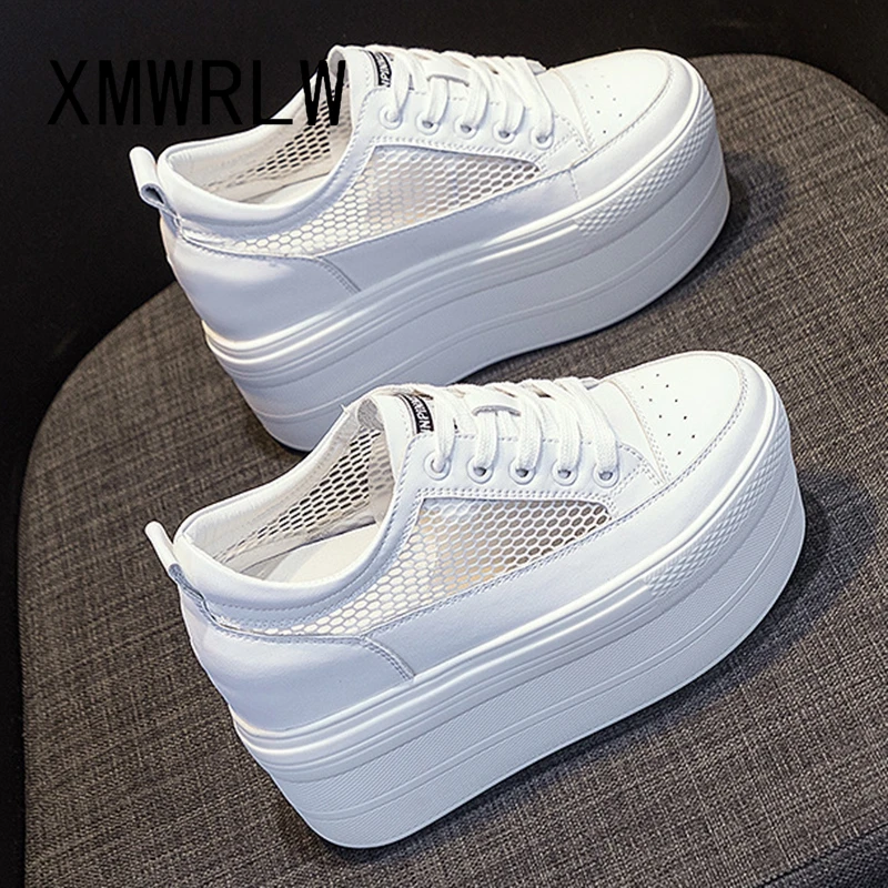 XMWRLW Women's Platform Shoes Summer Breathable Mesh Female Shoes Fashion Thick Sole Women Summer Platform Genuine Leather Shoe image 2