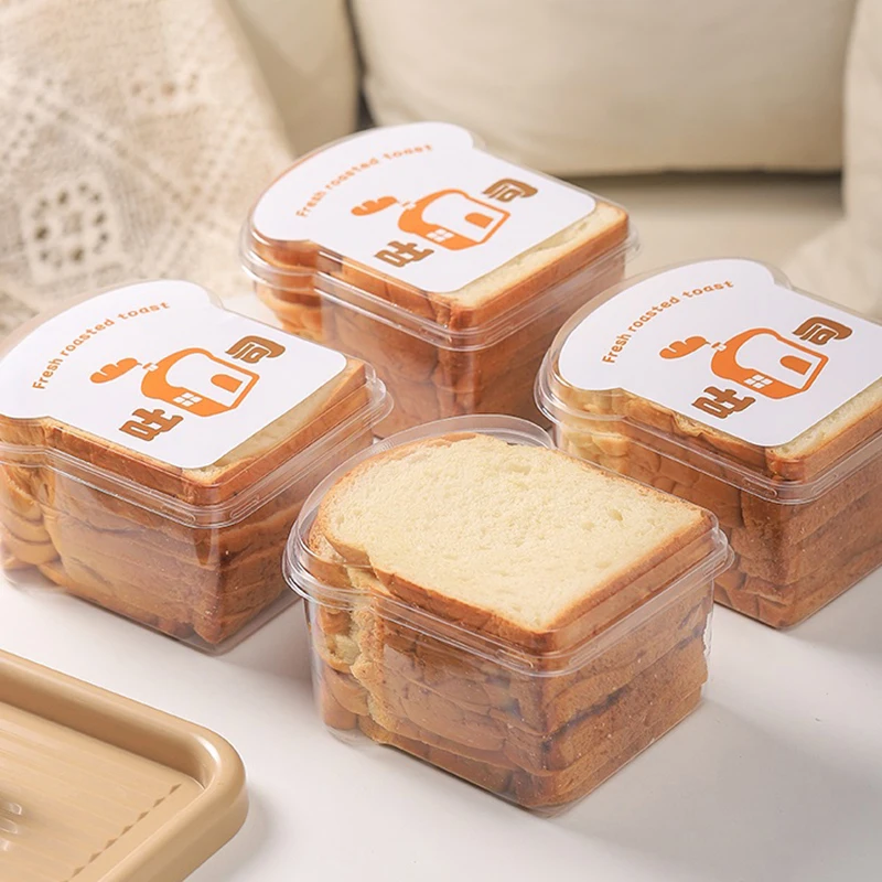 

10PCS Sandwich Burger Wrapping Packaging Box Toast Bread Oilproof Holder With Lid Take Out Box Pastry Tray Bakery Party Gift