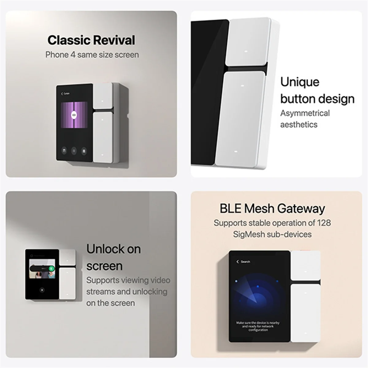 ABXHH Tuya Pantalla táctil inteligente Panel WiFi de 3,5 pulgadas Interruptor de escena Controlador central con control remoto IR Blanco