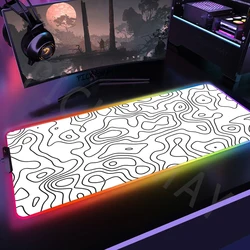 Abstract Art RGB Gaming Mousepad White Big LED Gamer Mousepads PC Desk Mat Luminous Mouse Pad Large Keyboard Mats With Backlit