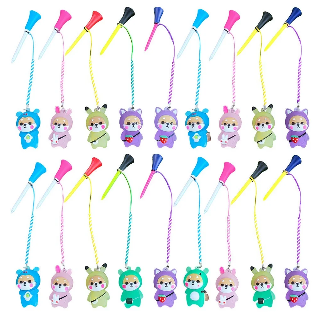 

Случайные 2 шт. резиновые футболки для гольфа с мигающим светом, милый мультяшный держатель для мяча для гольфа предотвращает потерю с плетеной веревкой, уличный гольф