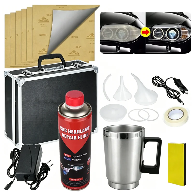 800G Liquid Polymer Renovation Car Headlights Kit Automotive Headlamp Chemical Polishing Cleaning Car Set Electric Evaporator
