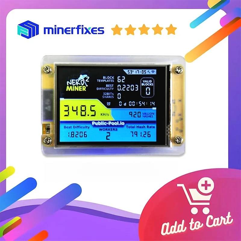 NerdMiner V2.8-inch 350kh/s BTC Solo Lottery Nerd miner Crypto Bitcoin Miner Solo Mining Machine