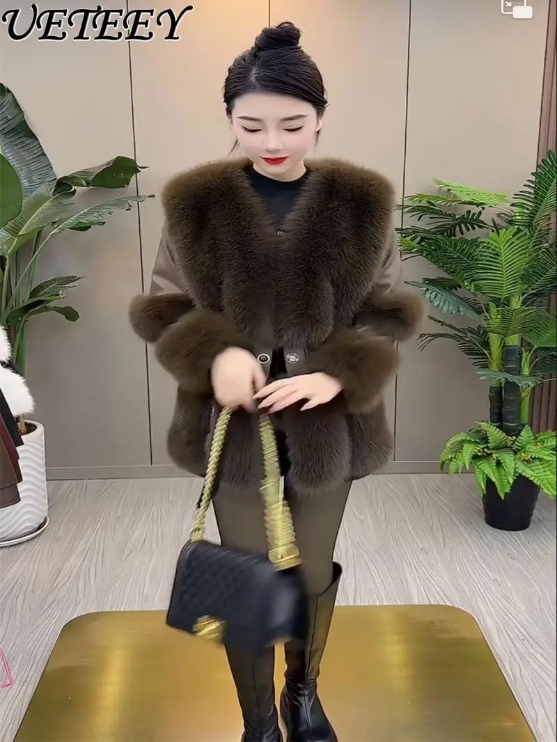 

Зимняя модная элегантная утягивающая куртка в светском стиле в стиле пэчворк, высококачественная стильная универсальная модная женская куртка из искусственного меха