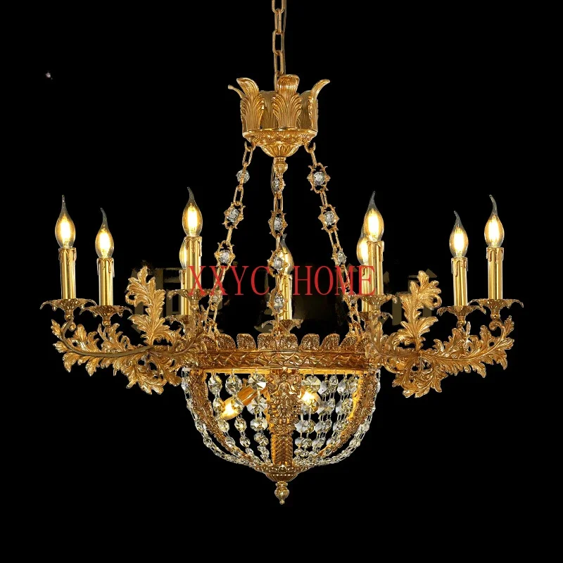 

French Style Copper Chandelier European Style Living Room Villa Retro Luxury Bedroom Dining Room Creative Lamps