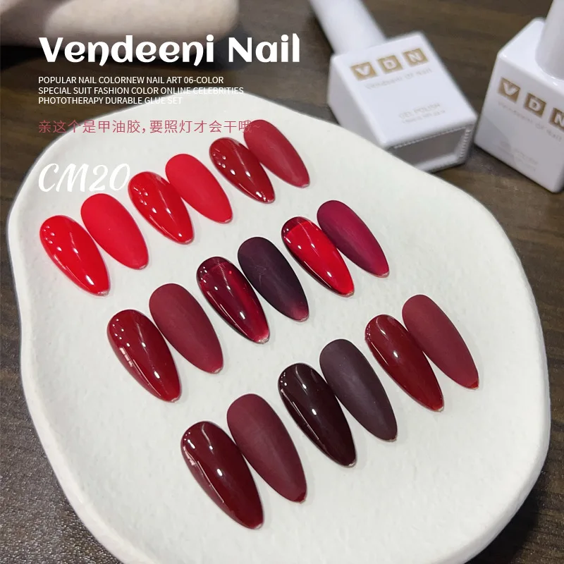 VENDEENI 9 colors Red series Nail gel set Nail salon 2024 New Professional Hot sale Non-toxic UV gel Nail Art Kit Wholesale