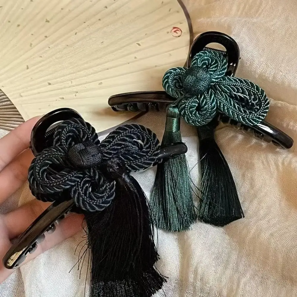 Ancient Style Chinese Style Hair Clips Acrylic Dignified Hand Woven Tassel Clip Elegant Hair Grasps