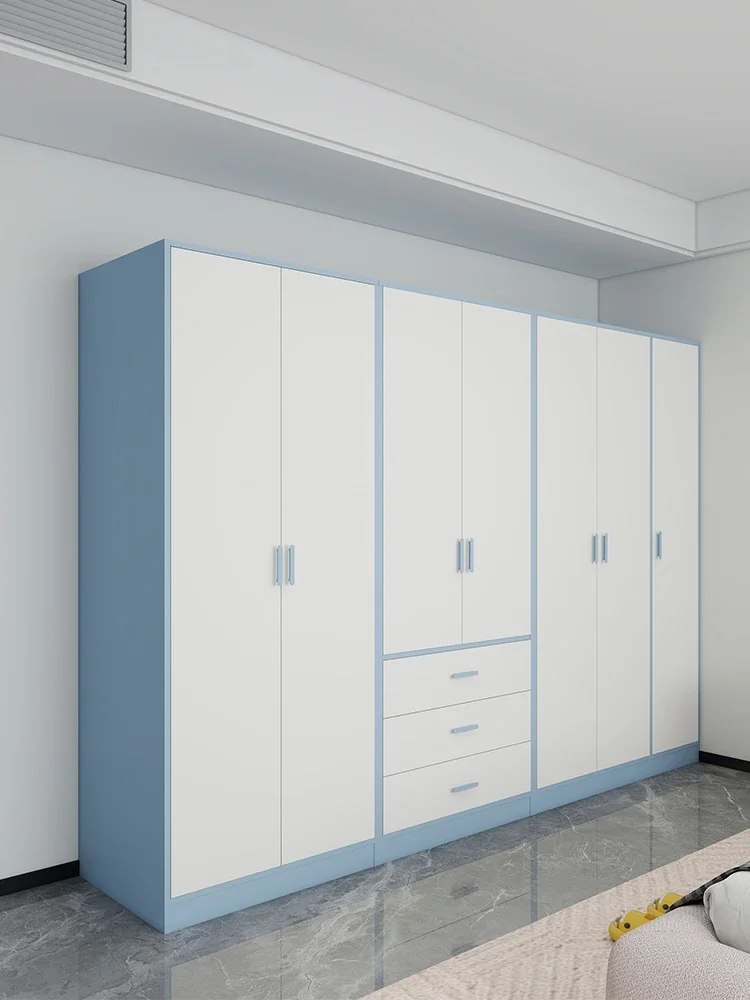 

Small Apartment Household Bedroom Boys And Girls Blue Whole Wall To Top Solid Wood Storage Cabinet