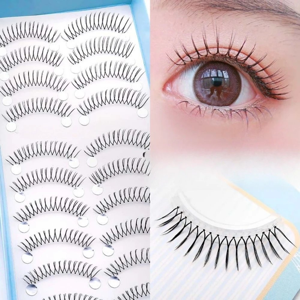 10 Paar falsche Wimpern im Anime-Stil, 11 mm, gekräuselt, C-förmig, Dicke 0,07, keine Verformung