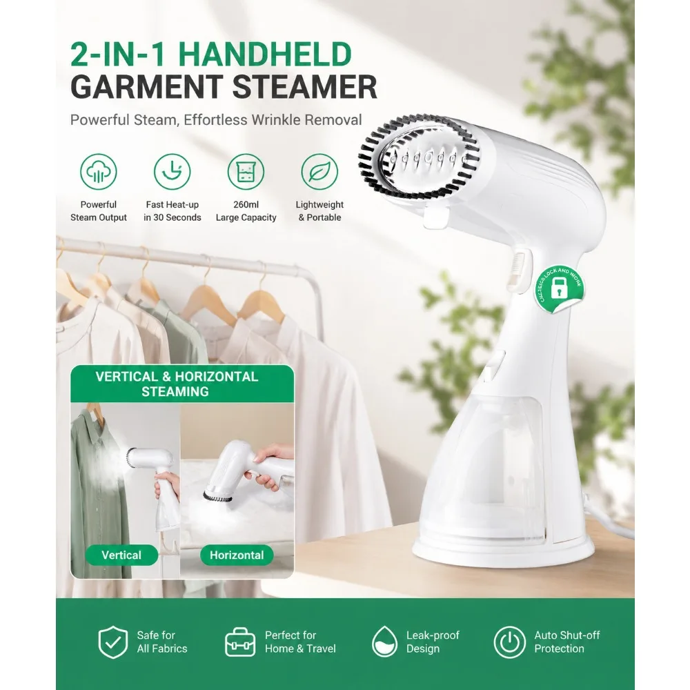 1350W Handheld Garment Steamer 15S Fast Heating Portable Fabric Wrinkle Remover Travel Clothing Iron Steamer