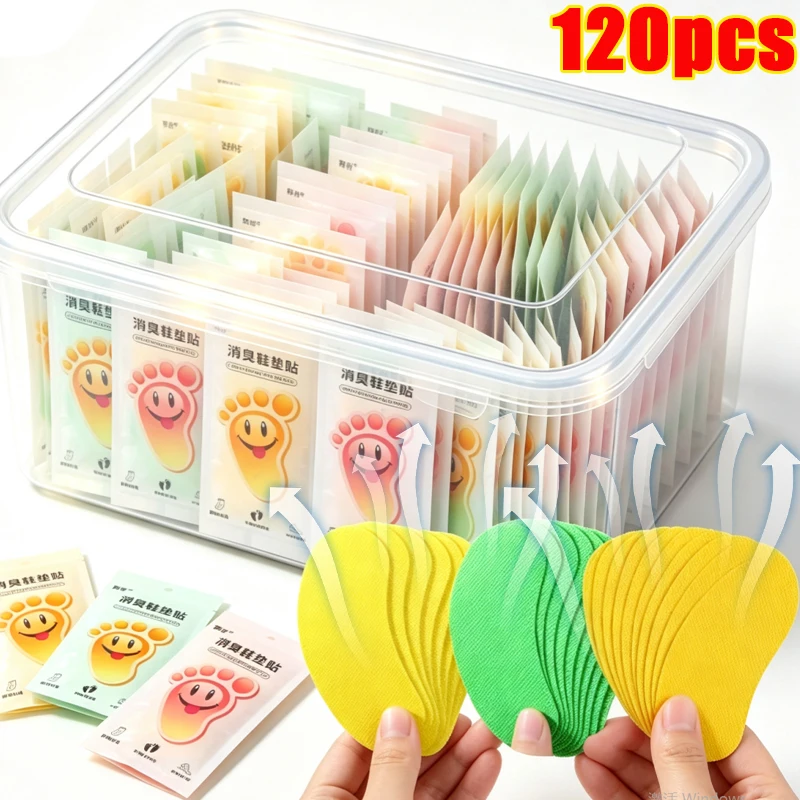 12/120pcs Shoes Deodorant Sticker Deodorant Foot Odor Deodorants Sneaker Smell Fresh Fruity Aroma Insole Sterilization Sticker