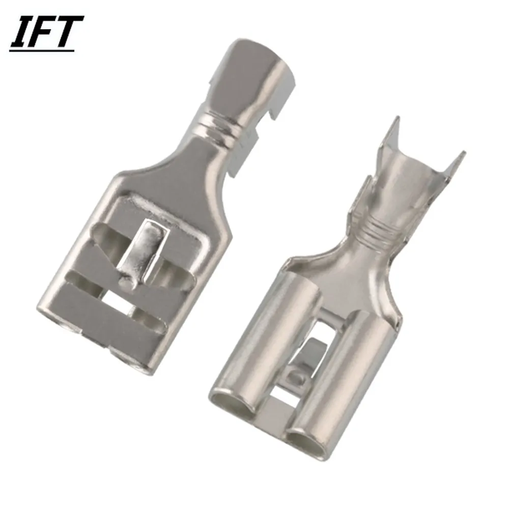 100pcs 9.5 Plug spring terminal DJ621-E9.5x1.2C car high current terminal block Straight plug barbed
