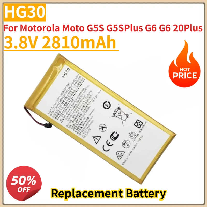 

High Quality New 3.8V 2810mAh HG30 Battery for Motorola Moto G5S G5SPlus G6 G6 20Plus