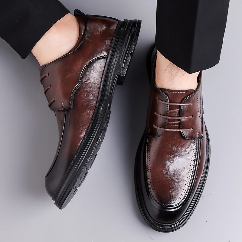 

Men's Classic Leather Shoes Gentleman minimalist British style Groom's wedding or party Adult suit shoes Daily versatile