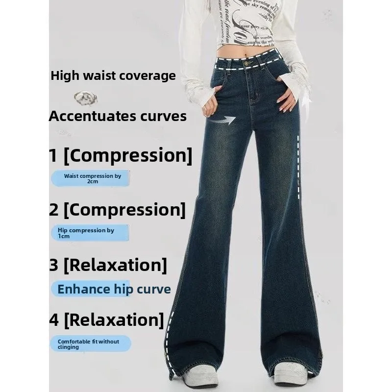 

Spring Style Women's High Waist Bell Bottom Jeans Elastic Waist Slim Fit Vintage Stretch Denim Pants Casual Pure Color Cotton...