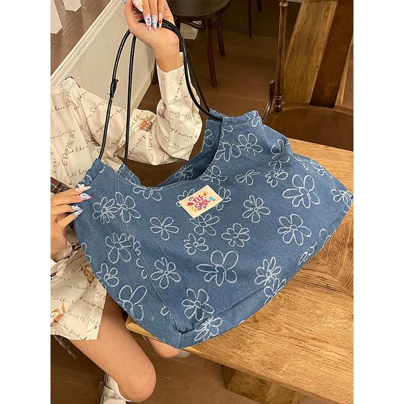 Elfsack 2025 outono nova chegada brincalhão completo floral impressão bolsa de ombro para mulher