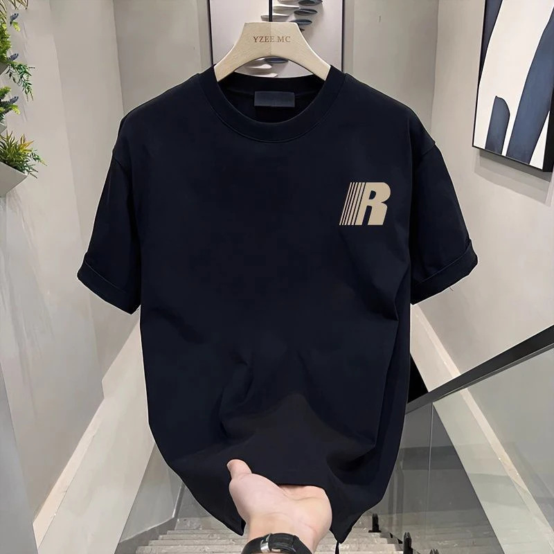 

Summer New Short Sleeve T-Shirt Men's Cotton Printed Crew Neck Loose ins Trend Casual Half Sleeve Men's T-Shirt