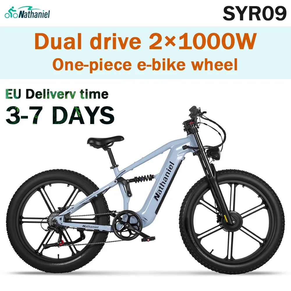 

Nathaniel Snow&Sand E-Bike 2000W Dual Motor,26*4.0 Fat Tire,48V 20Ah Detachable battery, 55KM/H, Soft-tail mountain E-bike