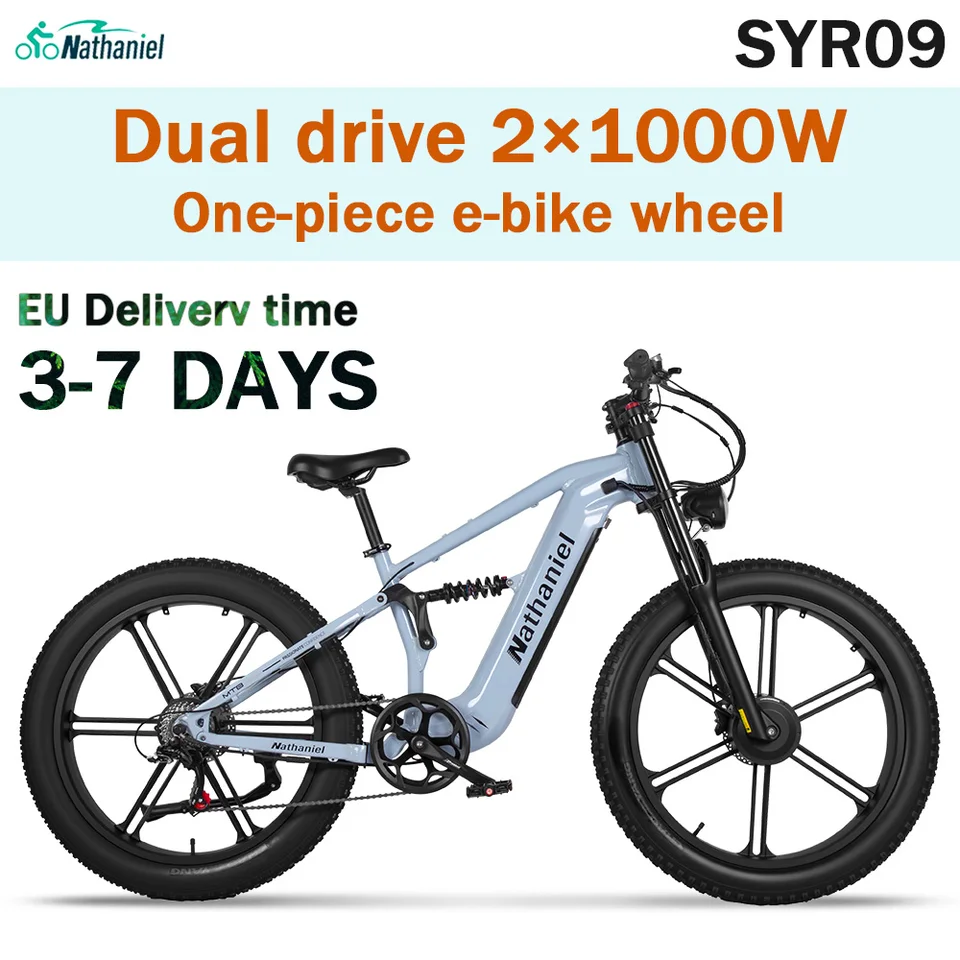 Nathaniel Snow&Sand E-Bike 2000W Dual Motor,26*4.0 Fat Tire,48V 20Ah Detachable Battery, 55KM/H, Soft-tail Mountain E-bike image 1