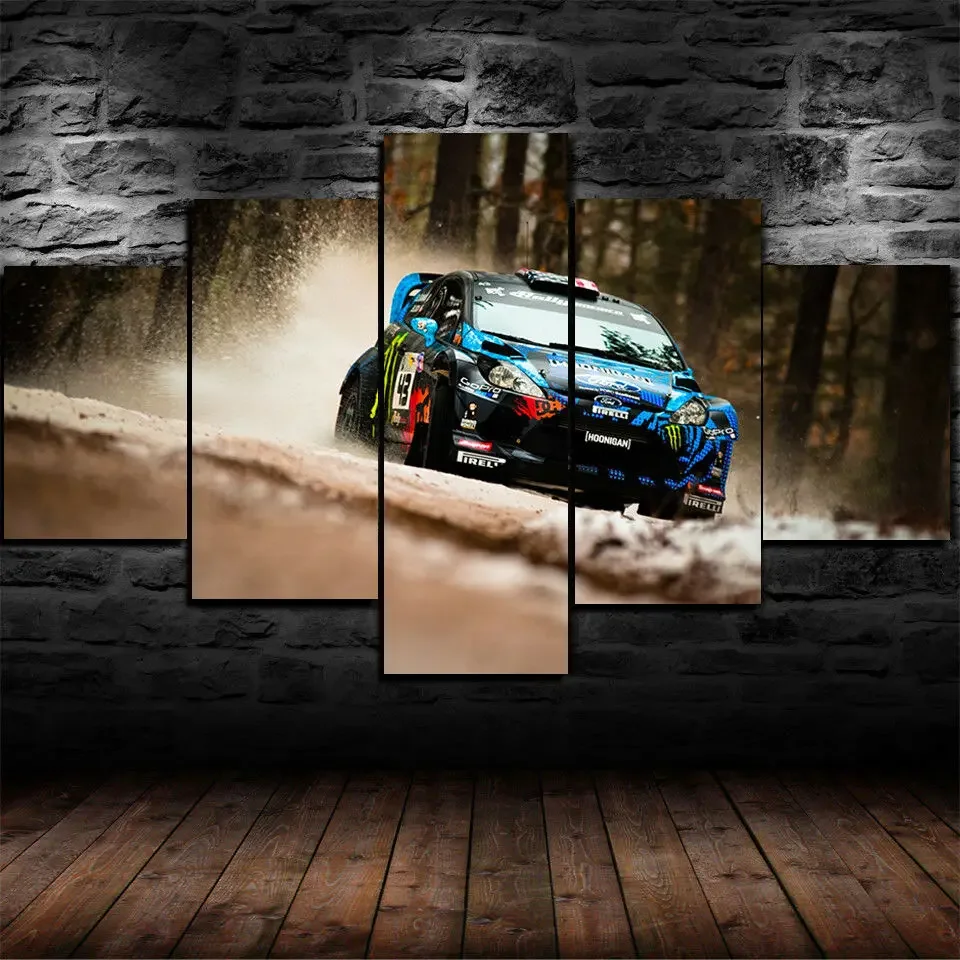 Холст без рамки, 5 шт., Fiesta Hoonigan GYMKHANA, спортивный автомобиль, настенные художественные постеры, картины, домашний декор для гостиной
