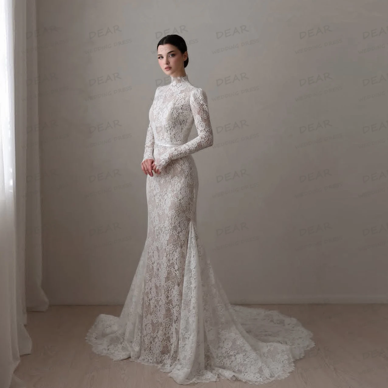 Luxury Boho Mermaid Appliques Wedding Dresses High Neck Women's Bridal Gowns Sweep Train Elegant Vestidos De Novia Customized