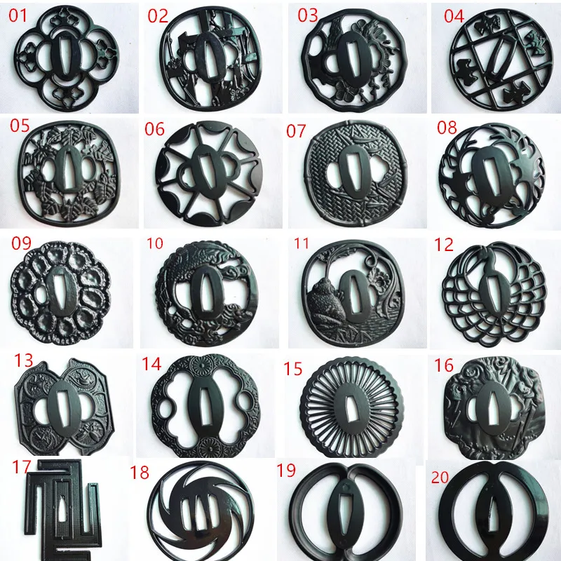 Black Zinc Alloy Tsuba Handguard For Japanese Samurai Katana Sword Maintenance Diy