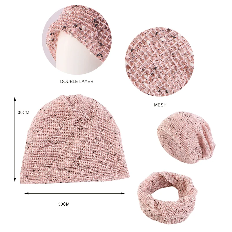 Gorros de doble uso para mujer, gorra de malla de algodón, Skullies finos, gorro informal, sombreros al aire libre, gorro de bufanda para niña,