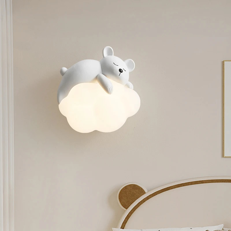 Romantic Bear Rabbit Wall Lights Moon Cloud Night Light Kids Bedroom Bedside Wall Lamp for Baby Girl Boy Student Children\'s Room