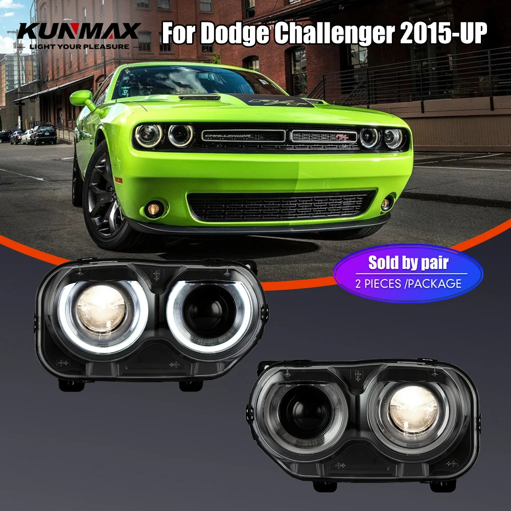 

Pair Of LED Car Headlight Assembly For Dodge Challenger 2015-2022 Front Head Lamp DRL Turning Signal Headlights Plug and Play