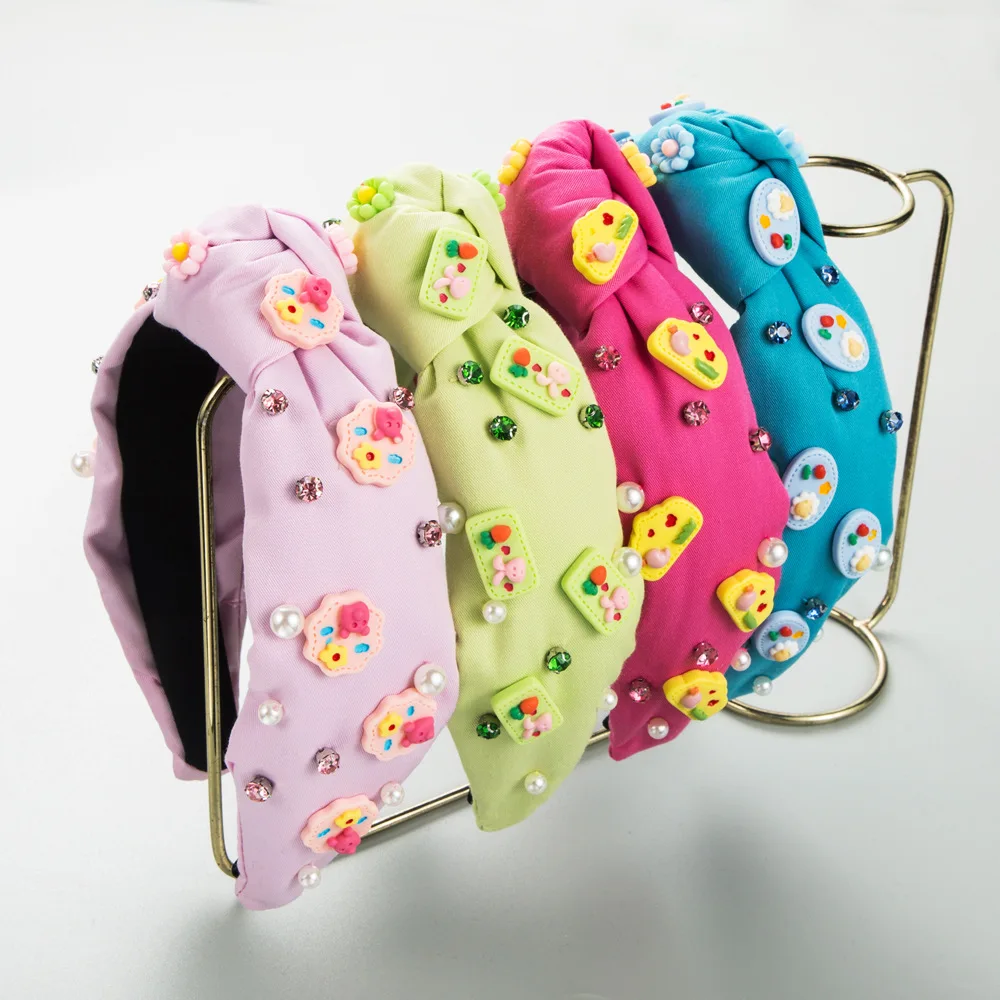 

European and American New Ins Wind Suncoo Skull Top Hairband Candy Flower Pearl Accessories Headband Female Hair Accessories