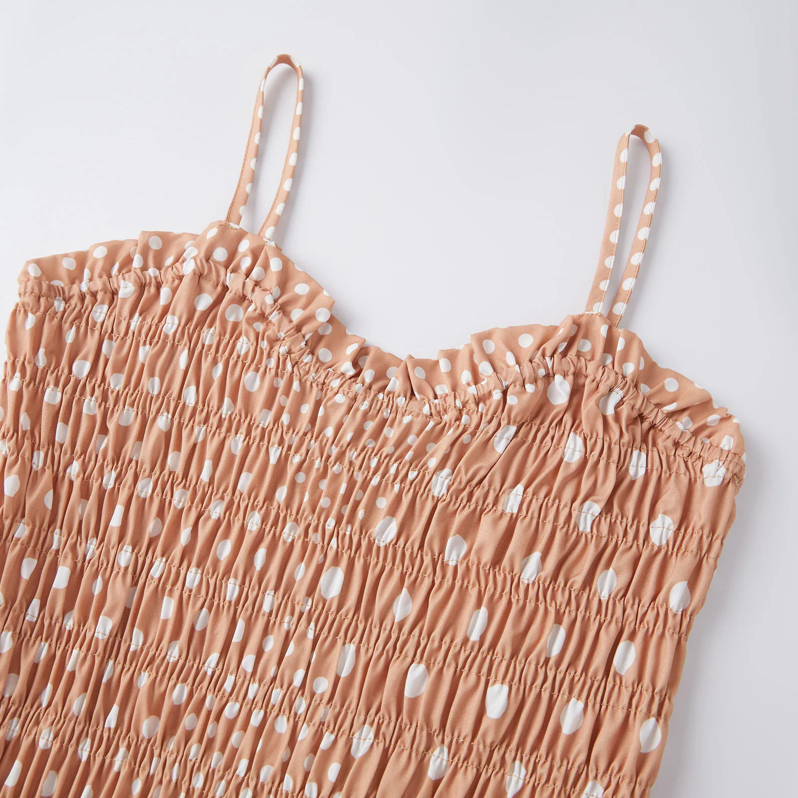 

Женское летнее длинное платье с плиссировкой, модное платье без рукавов с принтом в горошек и тонкими бретелями для вечеринок и свиданий