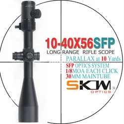 SKWoptics-Long Range Optics Scope, Optical Sight, 30mm Rings, MOA Reticle, 10-40x56 BB 308,. Hunting Target, Free Shi, 338