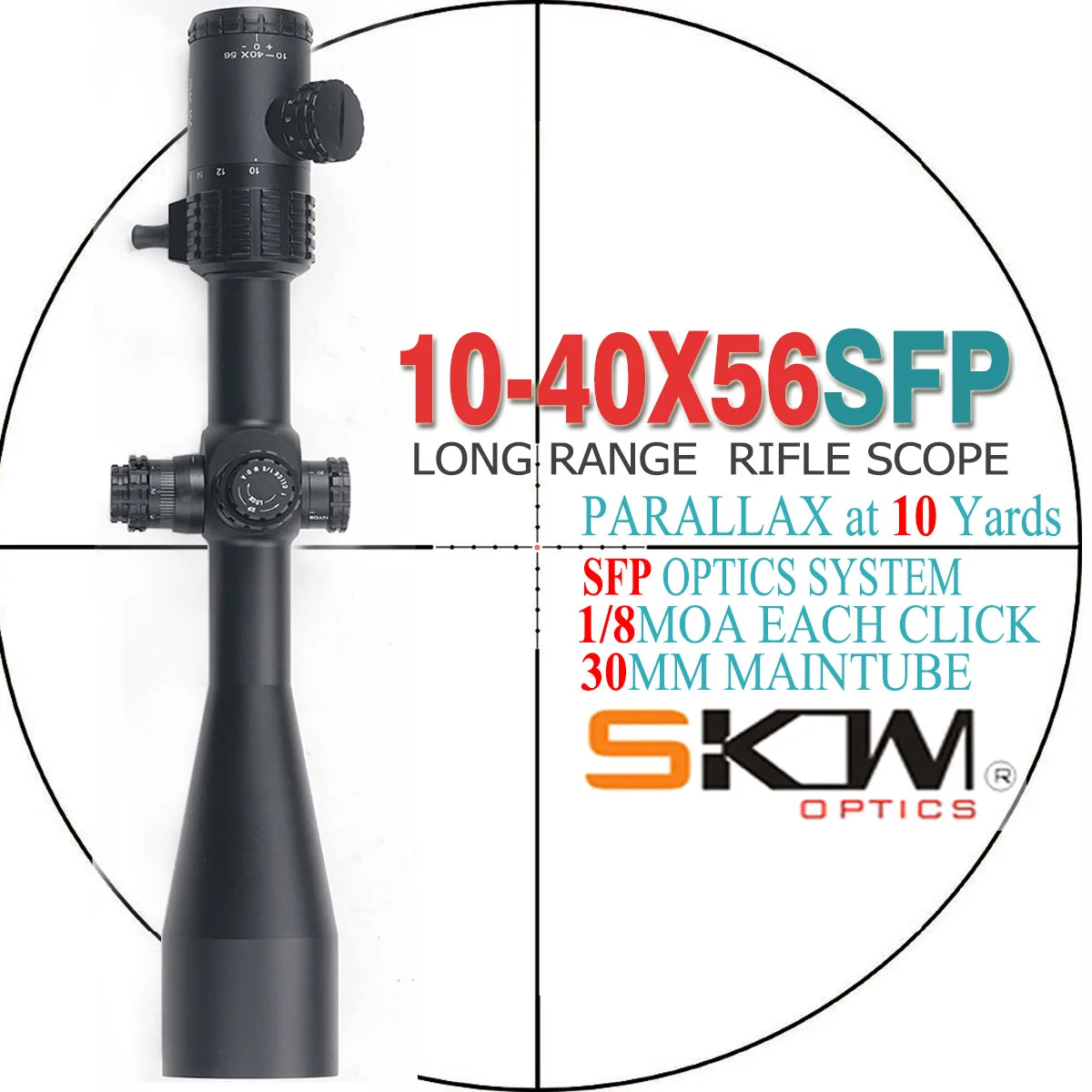 SKWoptics-Long Range Optics Scope, Optical Sight, 30mm Rings, MOA Reticle, 10-40x56 BB 308,. Hunting Target, Free Shi, 338
