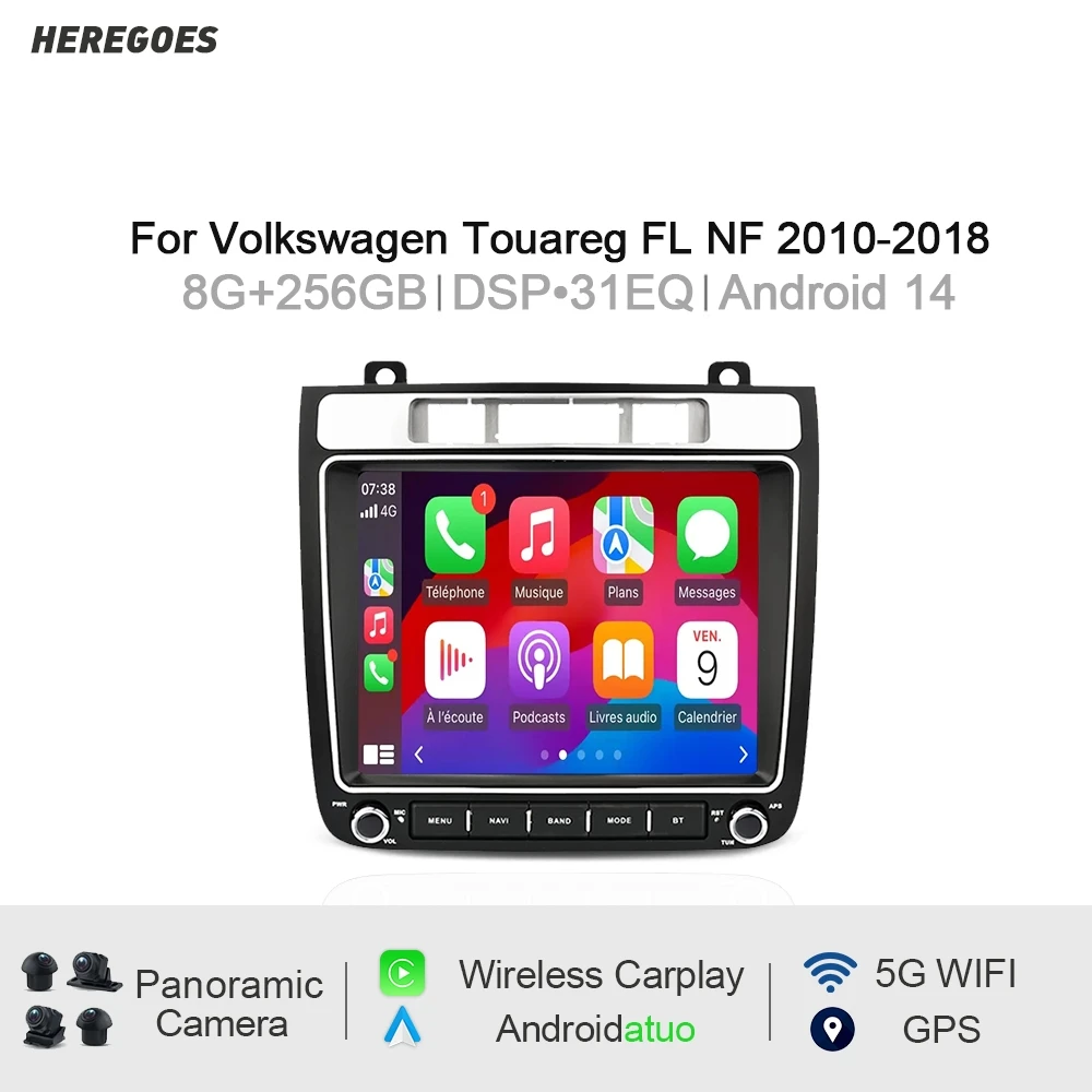 

Автомобильный радиоприемник Android 14 для Volkswagen Touareg 2010-2018, навигация аудио DSP Стерео GPS Bluetooth беспроводной Carplay 2 din Wifi