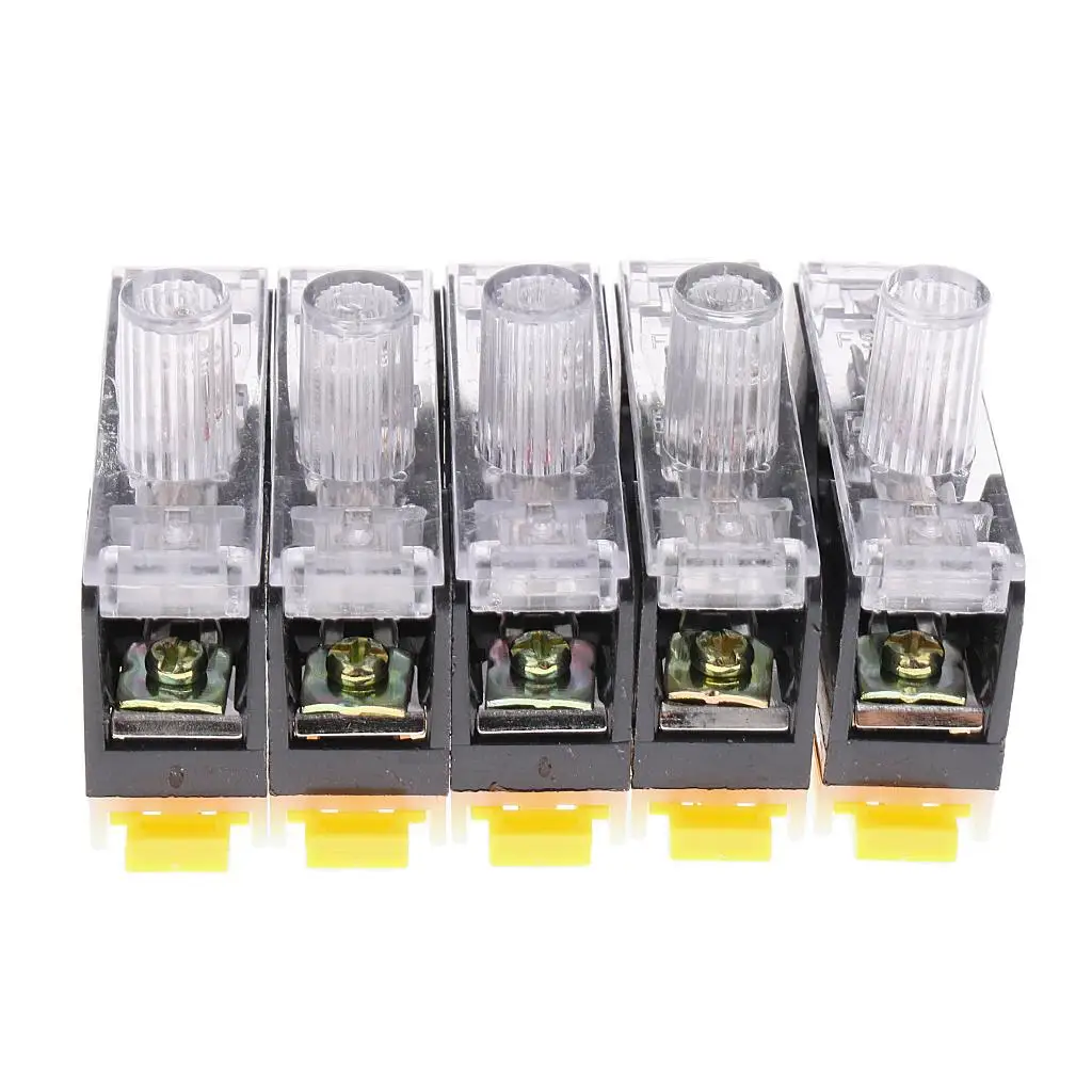 5 Sets DIN Rail Holder Base with FS101 Fuses 250V 10A 6x30mm