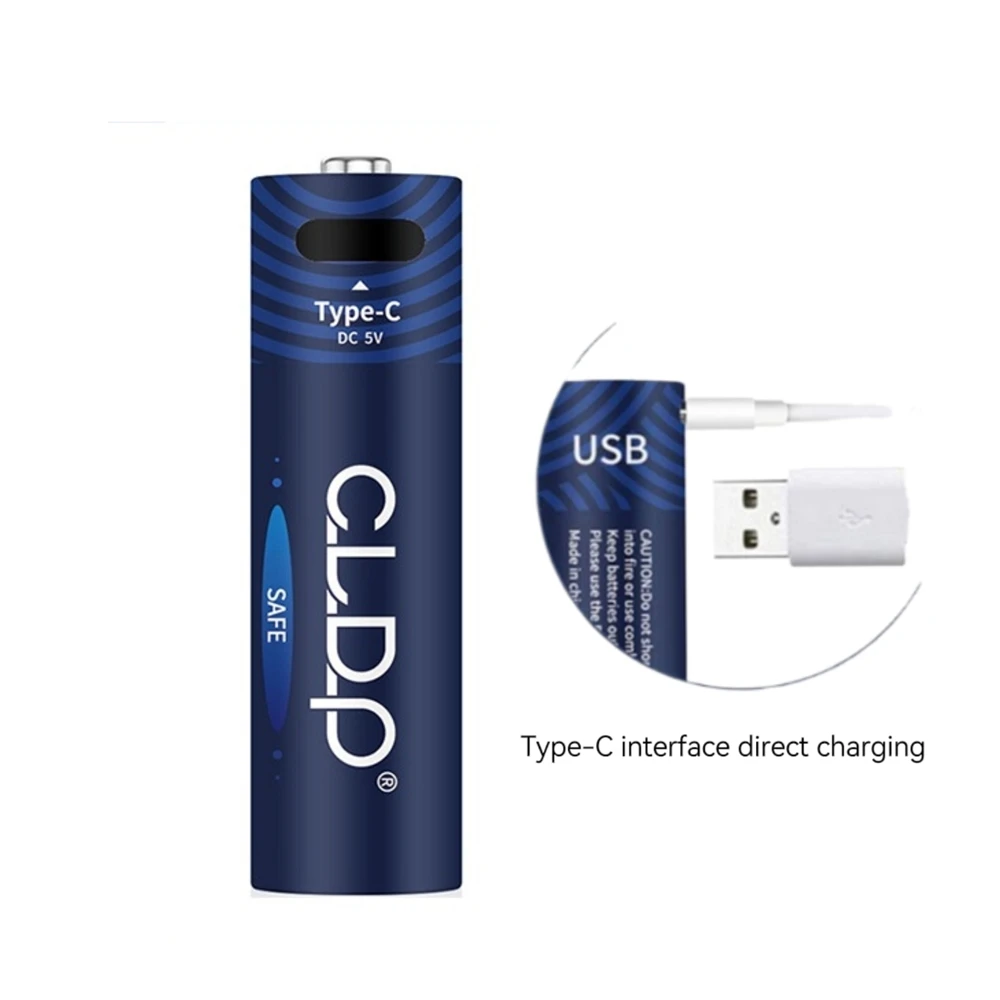 4PCS 1.6V AA Ni-Zn rechargeable battery 1800mWh Ni-Zn battery with TYPE-C charging cable suitable for toys