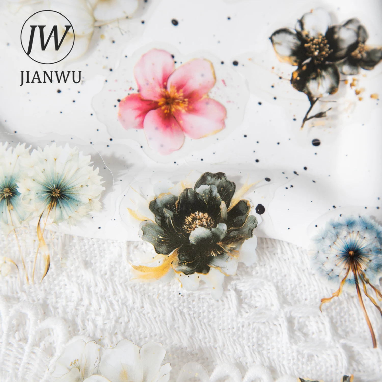 JIANWU Flower Story Series Vintage Watercolor Landscape Material Collage PET Sticker Creative DIY Journal Scrapbook Stationery