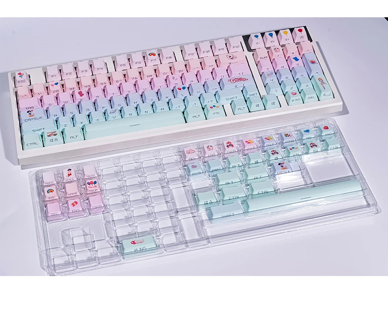 

Marshmallow Keycaps OEM Highly Sublimated Mechanical Keyboard 134 Keys Cute Keycaps for Girls