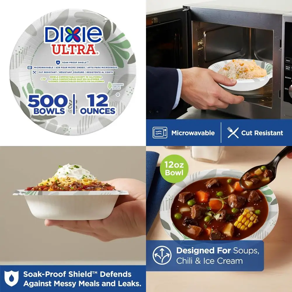 

Heavy-Weight Paper Bowls 12 oz, 500 Count, Disposable, Pathways Design, Bulk Pack of 125 Bowls per Pack, 4 Packs per Case
