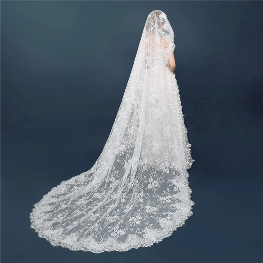 

New Arrival Ivory Cathedral Wedding veil Bride Wedding accessoires de mariage Boda Voile de mariée Lace Bridal veils