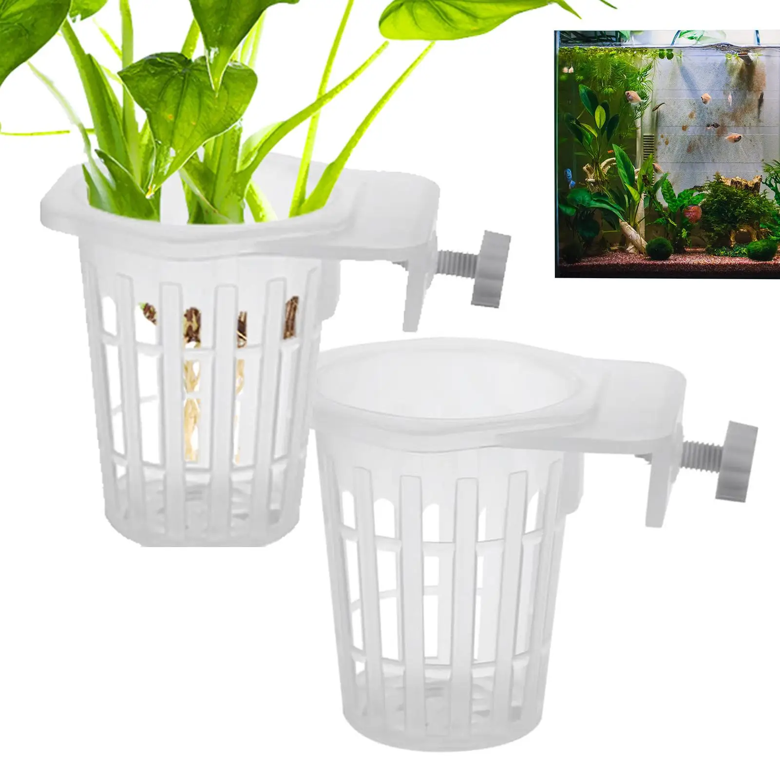 Soporte para plantas de acuario, 2 uds., vasos translúcidos colgantes para plantas de pecera con orificios para plantas acuáticas, decoración para tanques de cultivo de tallos