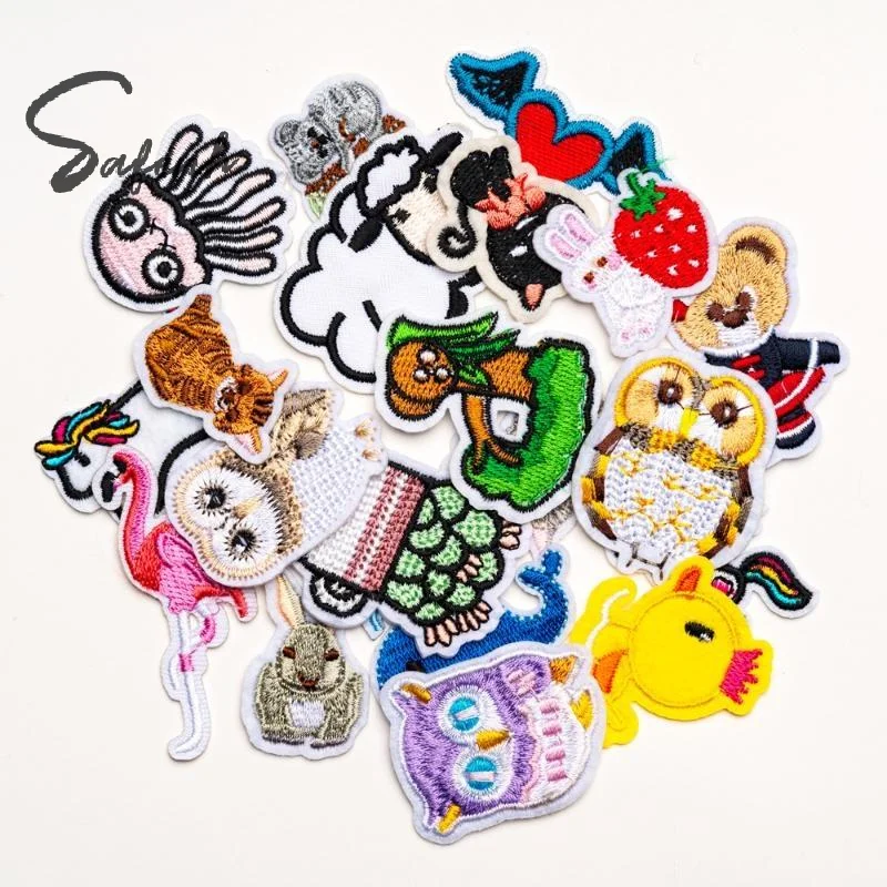 5/20Pcs Mini Cute Animals Patch Iron On Embroidery For Clothing Cartoon Anime Patches For Kid Clothes Appliques Stickers T-shir