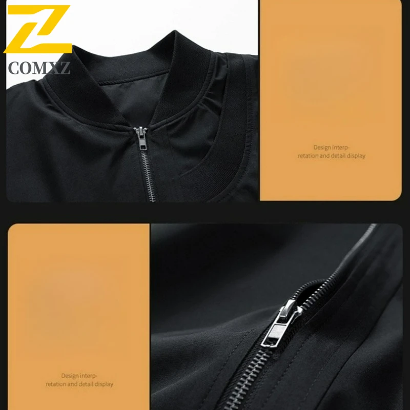 سترة COMXZ الفاخرة للرجال مريحة لركوب الخيل في الهواء الطلق، معطف مقاوم للبرد، ياقة بيسبول، ملابس شتوية خفيفة الوزن على الموضة الأمريكية