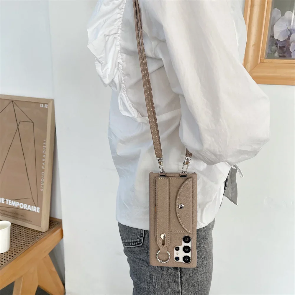 Handgelenkriemen-Crossbody-Hülle für Samsung Galaxy S24 FE S23 S22 S21 Plus S25 S26 Ultra A56 A36 A26 A16 A55 A54 mit Kartenhalter und Geldbörse – Detail 1