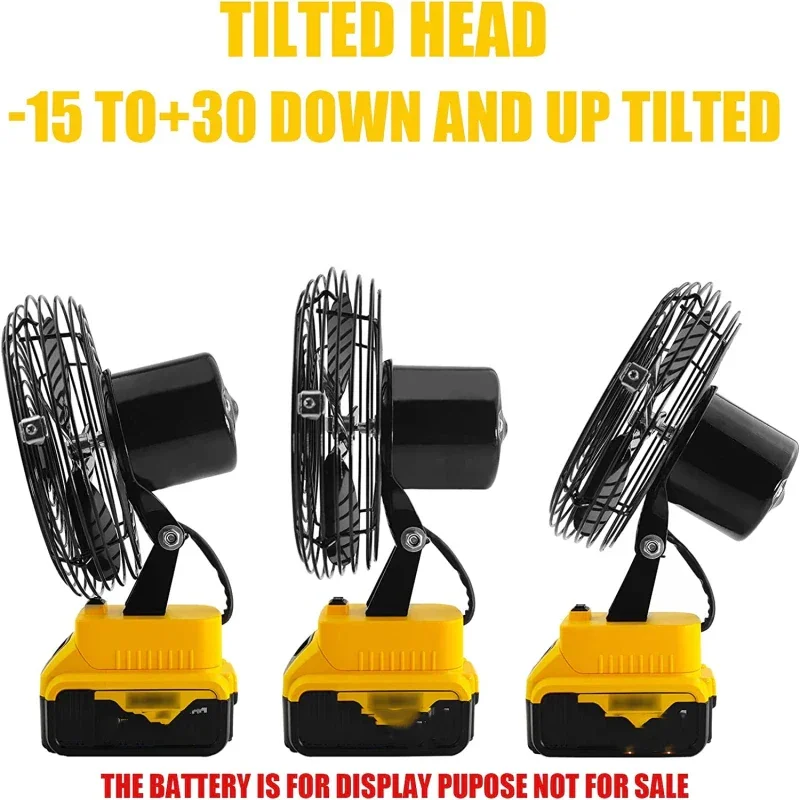 Dewalt-ventilador inalámbrico con batería de iones de litio, dispositivo portátil para acampar, ángulo ajustable, protección de bajo voltaje, 20V Max