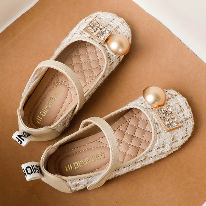 Fashion Cyrstal Girls Flats Princess Hook Loop Party Shoes For Kids Spring Autumn Non Slip Soft Toddler Children Mary Janes